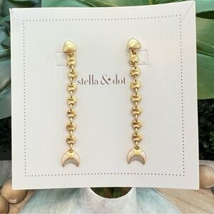 Stella & Dot Trevally 2 in 1 Drop Earrings | Gold | White | Crescent Moon | New